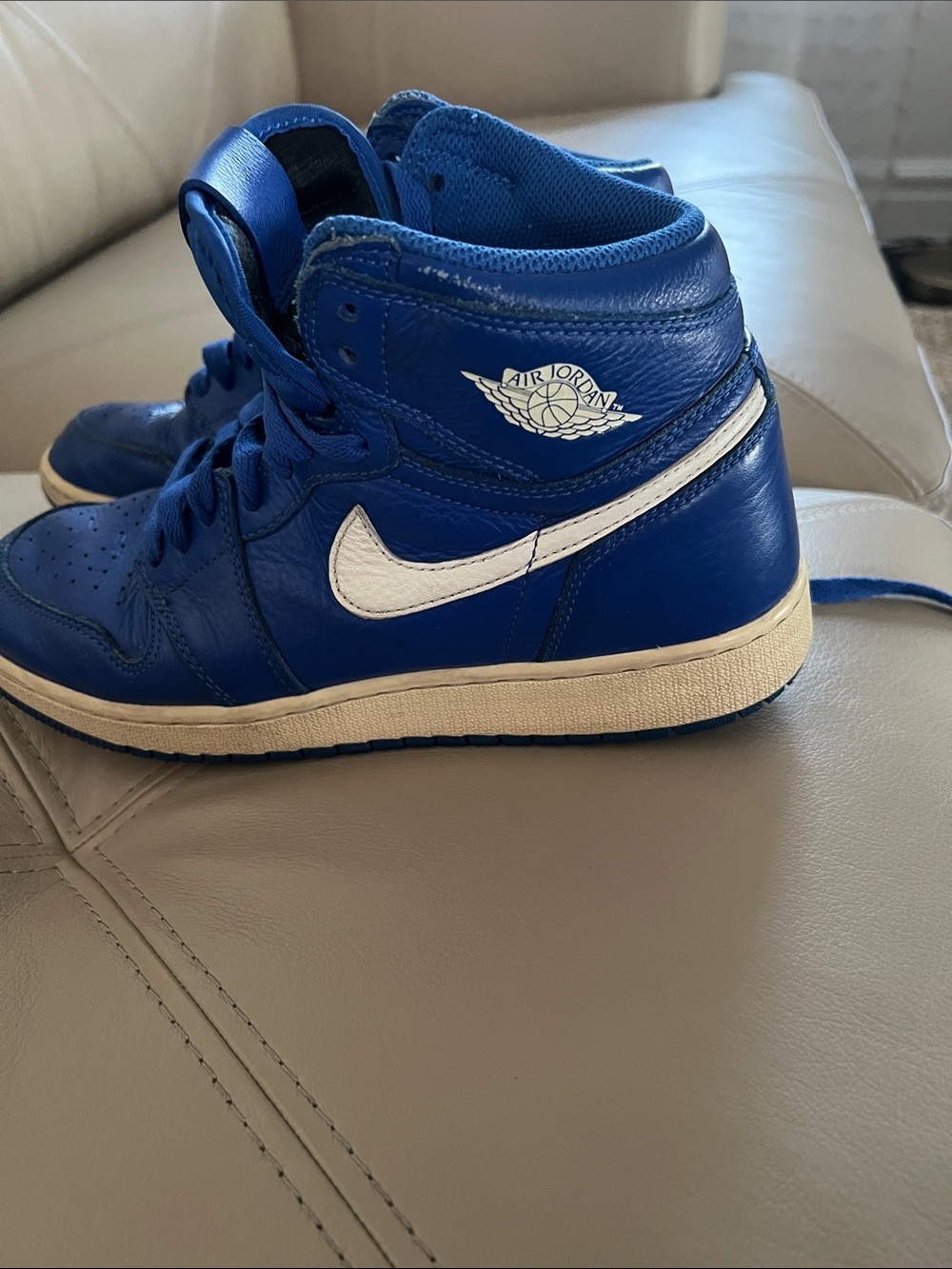 Jordan Kids Blue High-Top Sneakers with White Swoosh Accent